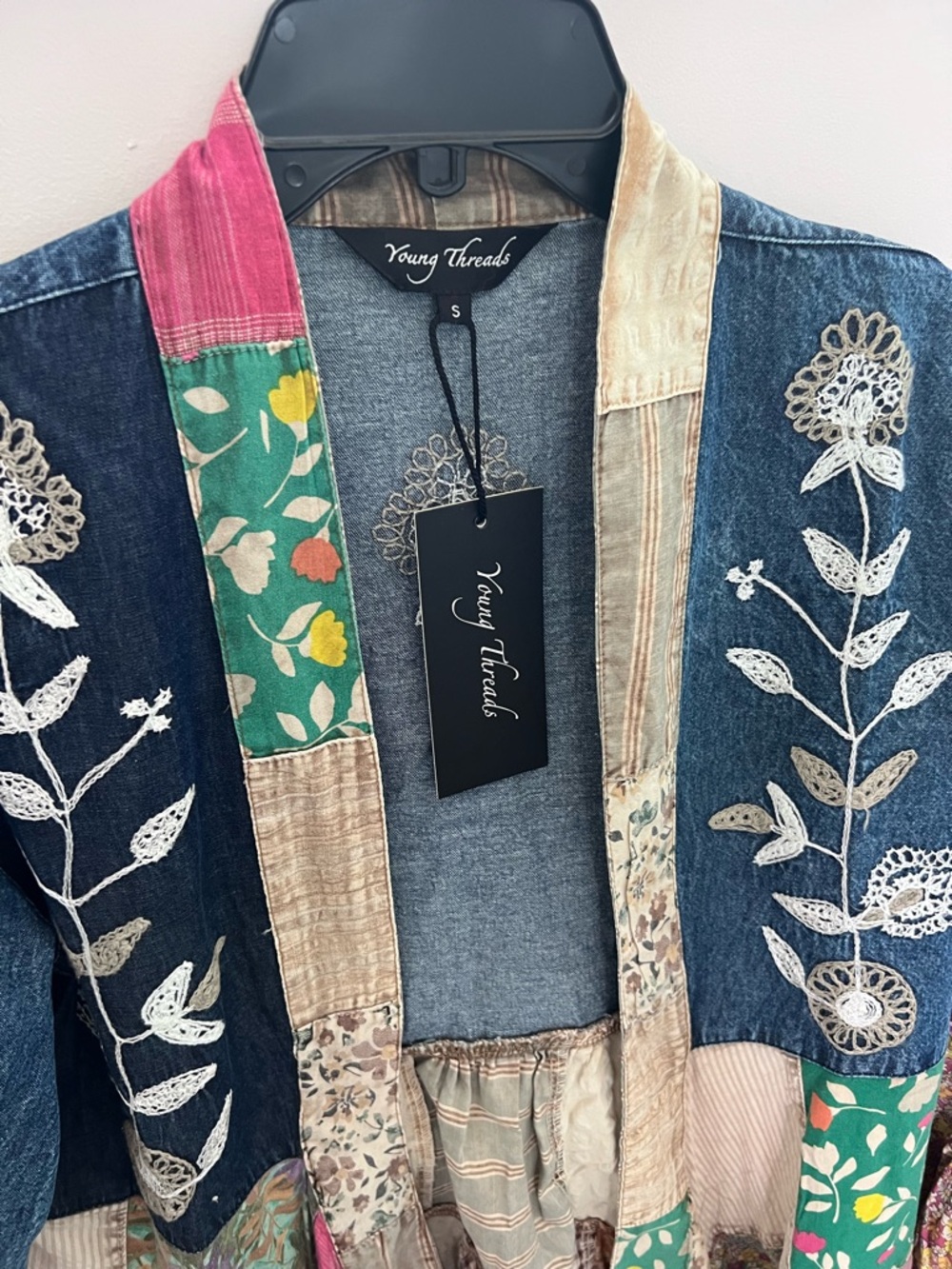 Flash Sale! NWT Young Threads Mixed Media Open Front Kimono/Jacket - Size S - Picture 13 of 15